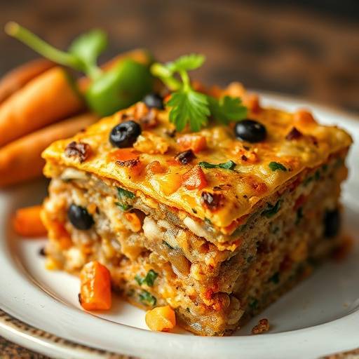 A beautifully presented plate of bobotie, a traditional South African minced meat dish.